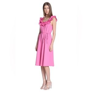 NWT DONNA MORGAN RUFFLE NECKLINE MADA DRESS IN PINK SIZE 4
